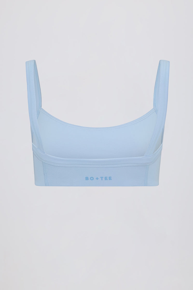 Soft Active Contrast-Trim Sports Bra in Sky